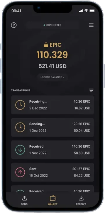 Epic Cash mobile wallet